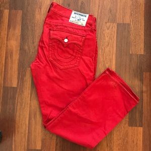 True Religion Red Straight Jeans